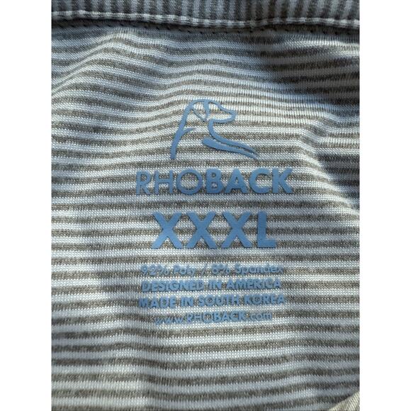 Rhoback Polo Shirt Mens Gray Golf Performance Stretch Striped XXXL 3xl - Picture 3 of 4